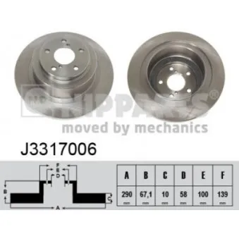 Jeu de 2 disques de frein arrière NIPPARTS J3317006