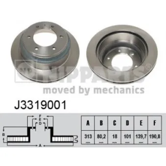 Jeu de 2 disques de frein arrière NIPPARTS J3319001