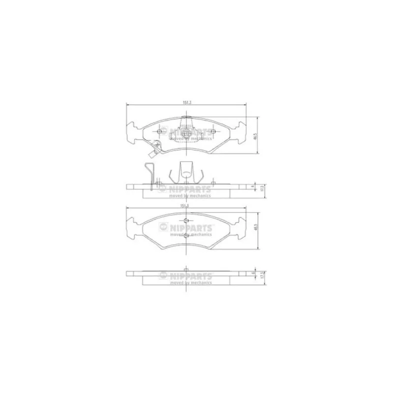 Jeu de 4 plaquettes de frein avant NIPPARTS J3600301