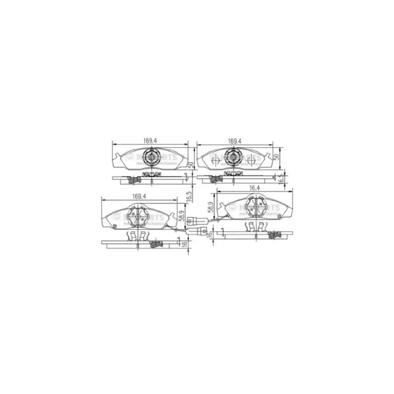 Jeu de 4 plaquettes de frein avant NIPPARTS J3600400