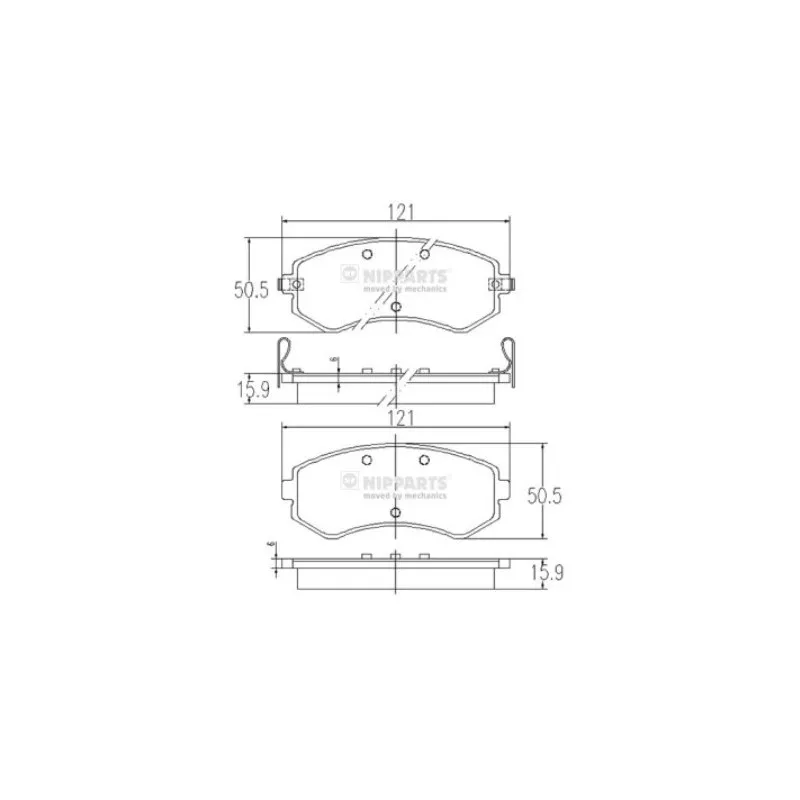 Jeu de 4 plaquettes de frein avant NIPPARTS J3601060