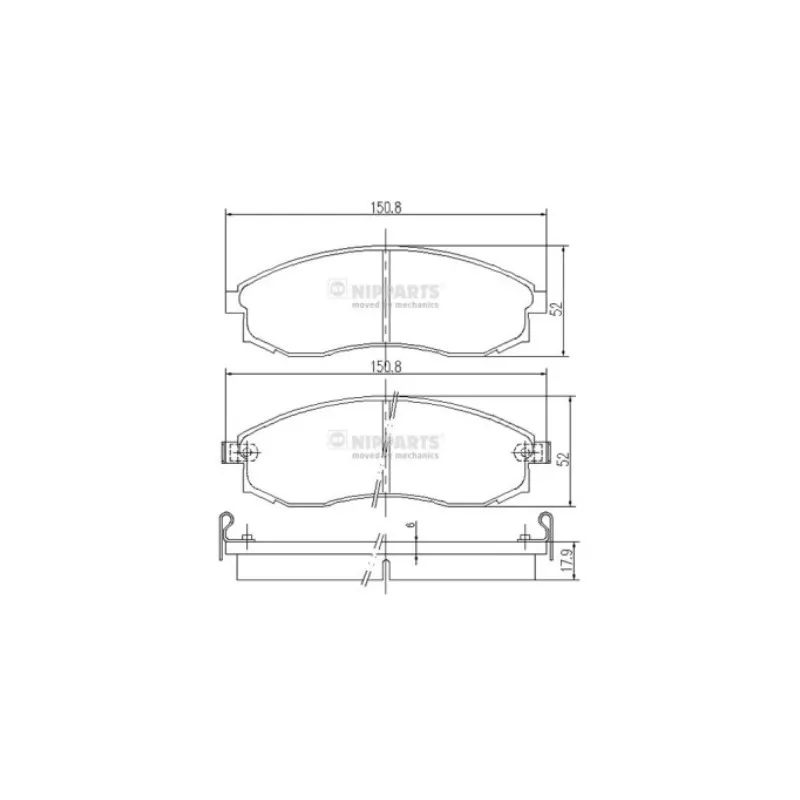 Jeu de 4 plaquettes de frein avant NIPPARTS J3601064