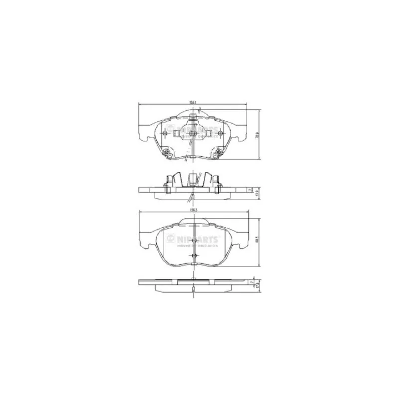 Jeu de 4 plaquettes de frein avant NIPPARTS J3602115