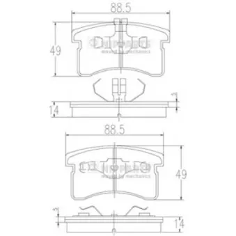 Jeu de 4 plaquettes de frein avant NIPPARTS J3606015