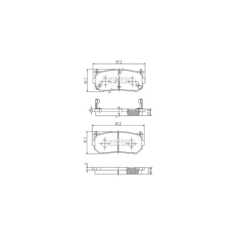 Jeu de 4 plaquettes de frein arrière NIPPARTS J3610301