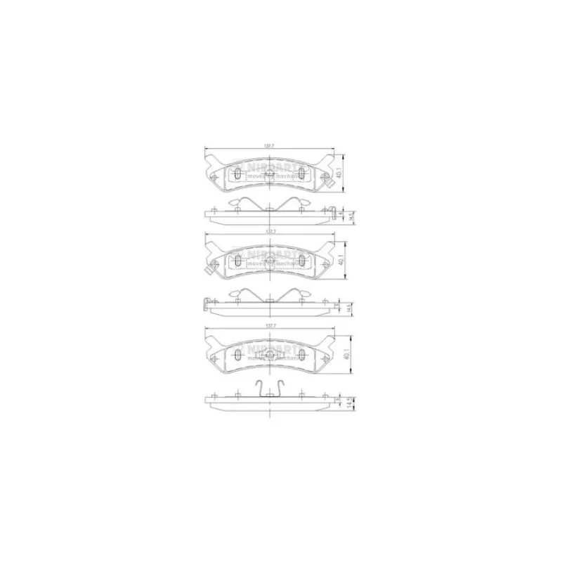 Jeu de 4 plaquettes de frein arrière NIPPARTS J3610501