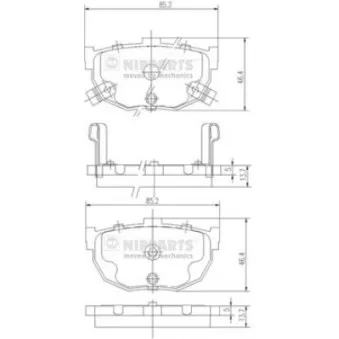 Jeu de 4 plaquettes de frein arrière NIPPARTS J3610505