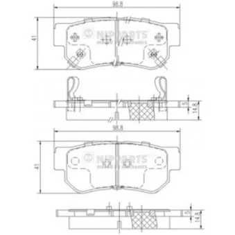 Jeu de 4 plaquettes de frein arrière NIPPARTS J3610509