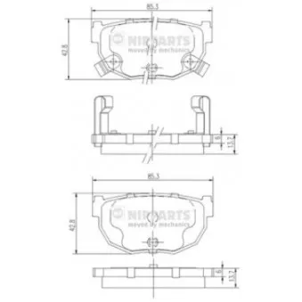 Jeu de 4 plaquettes de frein arrière NIPPARTS J3611037