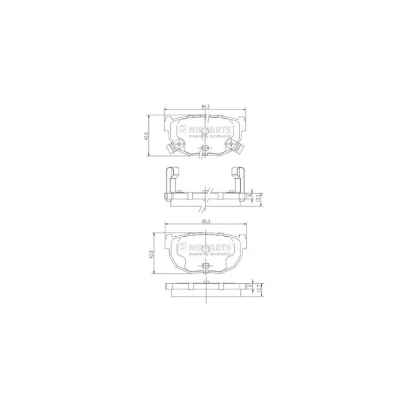 Jeu de 4 plaquettes de frein arrière NIPPARTS J3611037