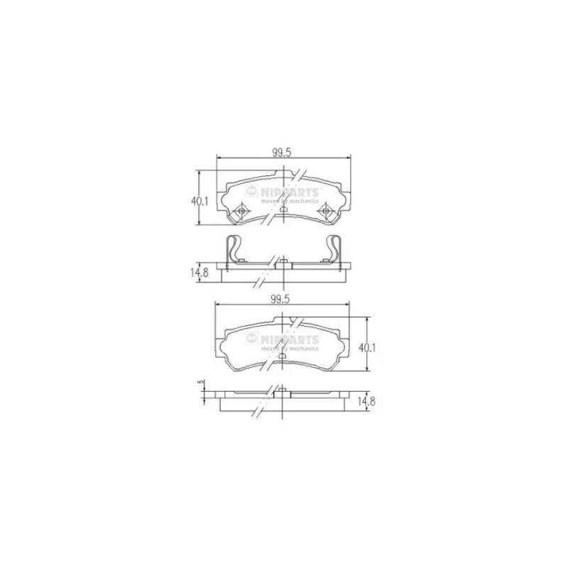 Jeu de 4 plaquettes de frein arrière NIPPARTS J3611039