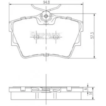 Jeu de 4 plaquettes de frein arrière NIPPARTS J3611047