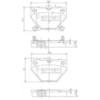 Jeu de 4 plaquettes de frein arrière NIPPARTS J3612018