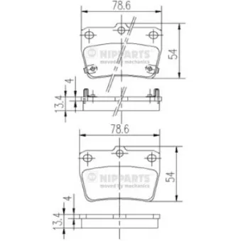 Jeu de 4 plaquettes de frein arrière NIPPARTS J3612020