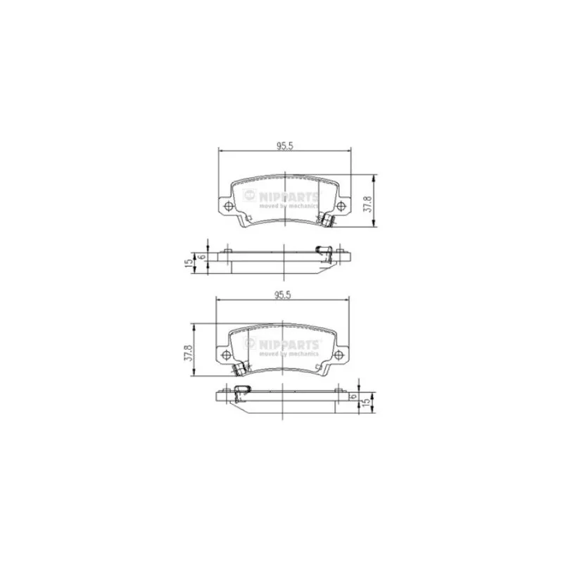 Jeu de 4 plaquettes de frein arrière NIPPARTS J3612025