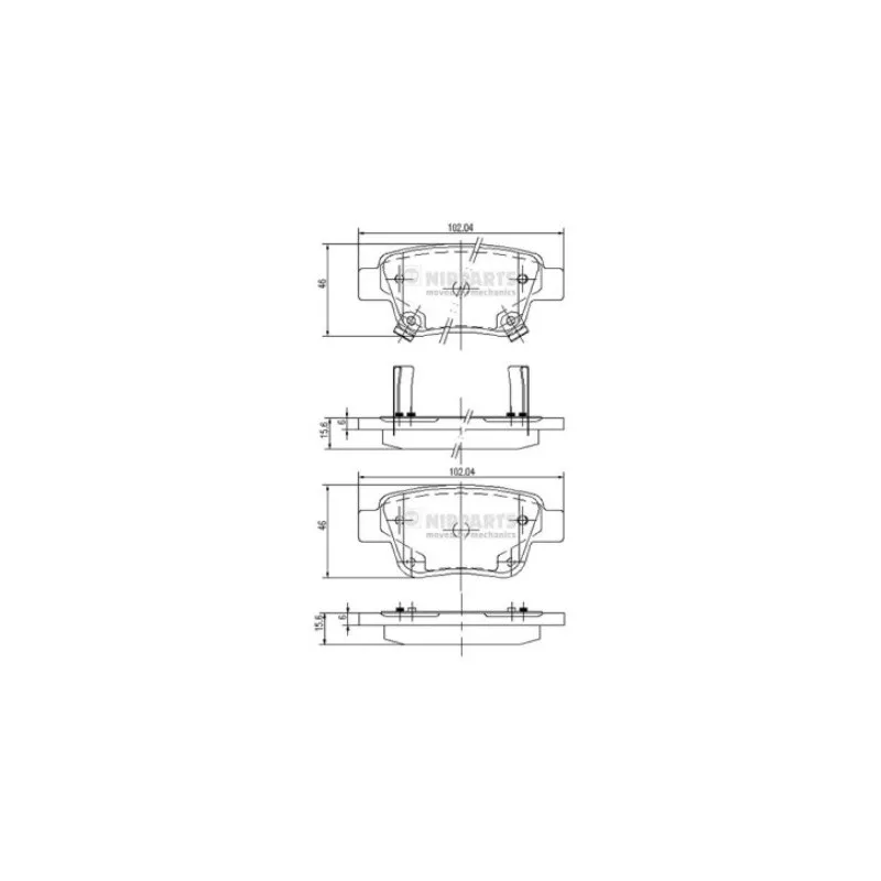 Jeu de 4 plaquettes de frein arrière NIPPARTS J3612030