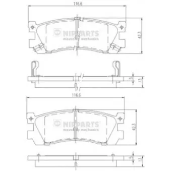 Jeu de 4 plaquettes de frein arrière NIPPARTS J3613005