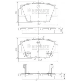 Jeu de 4 plaquettes de frein arrière NIPPARTS J3614010
