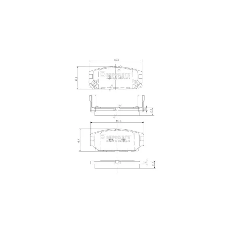 Jeu de 4 plaquettes de frein arrière NIPPARTS J3615007