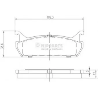 Jeu de 4 plaquettes de frein arrière NIPPARTS J3616001