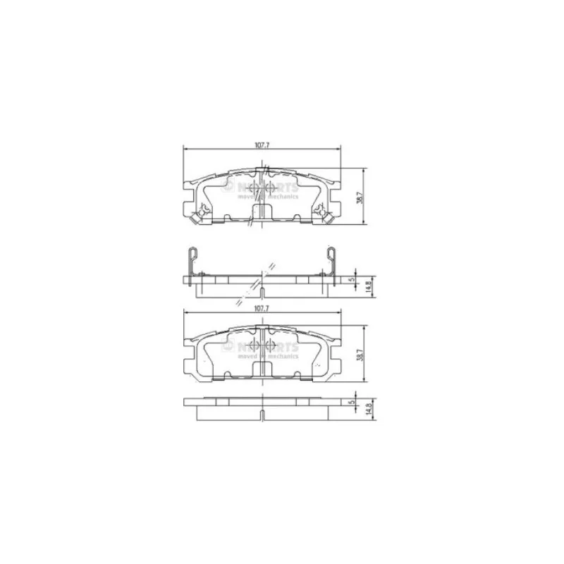 Jeu de 4 plaquettes de frein arrière NIPPARTS J3617001