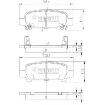 Jeu de 4 plaquettes de frein arrière NIPPARTS J3617002