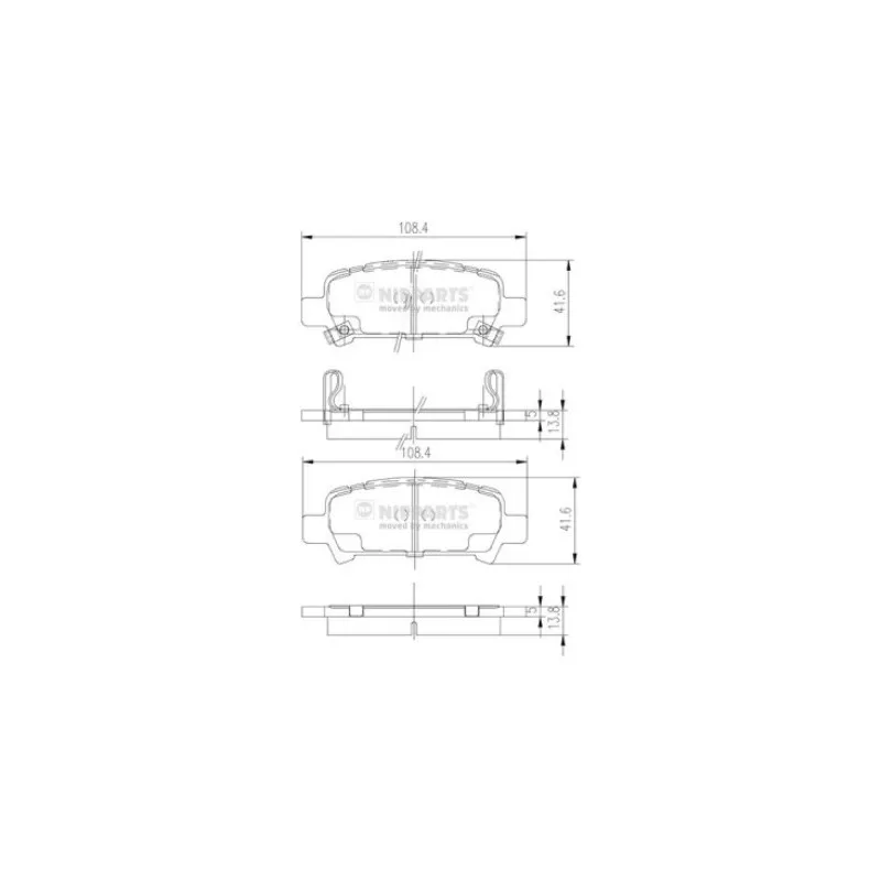 Jeu de 4 plaquettes de frein arrière NIPPARTS J3617002