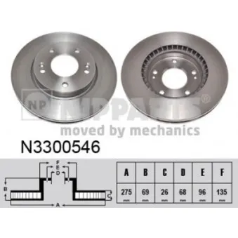 Jeu de 2 disques de frein avant NIPPARTS N3300546