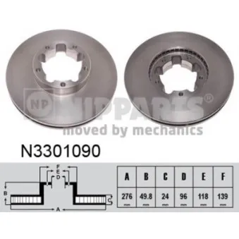 Jeu de 2 disques de frein avant NIPPARTS N3301090