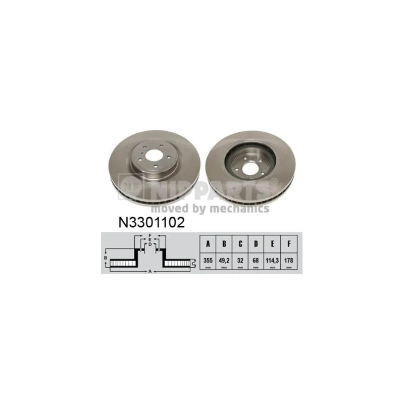 Jeu de 2 disques de frein avant NIPPARTS N3301102