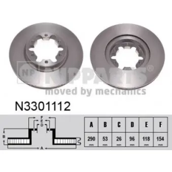 Jeu de 2 disques de frein avant NIPPARTS N3301112