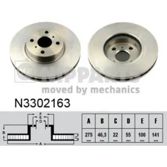 Jeu de 2 disques de frein avant NIPPARTS N3302163