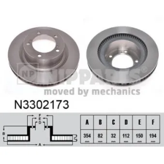 Jeu de 2 disques de frein avant NIPPARTS N3302173