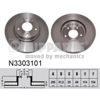 Jeu de 2 disques de frein avant NIPPARTS N3303101