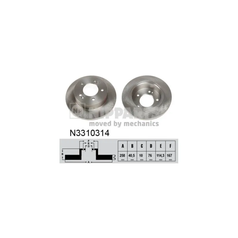 Jeu de 2 disques de frein arrière NIPPARTS N3310314