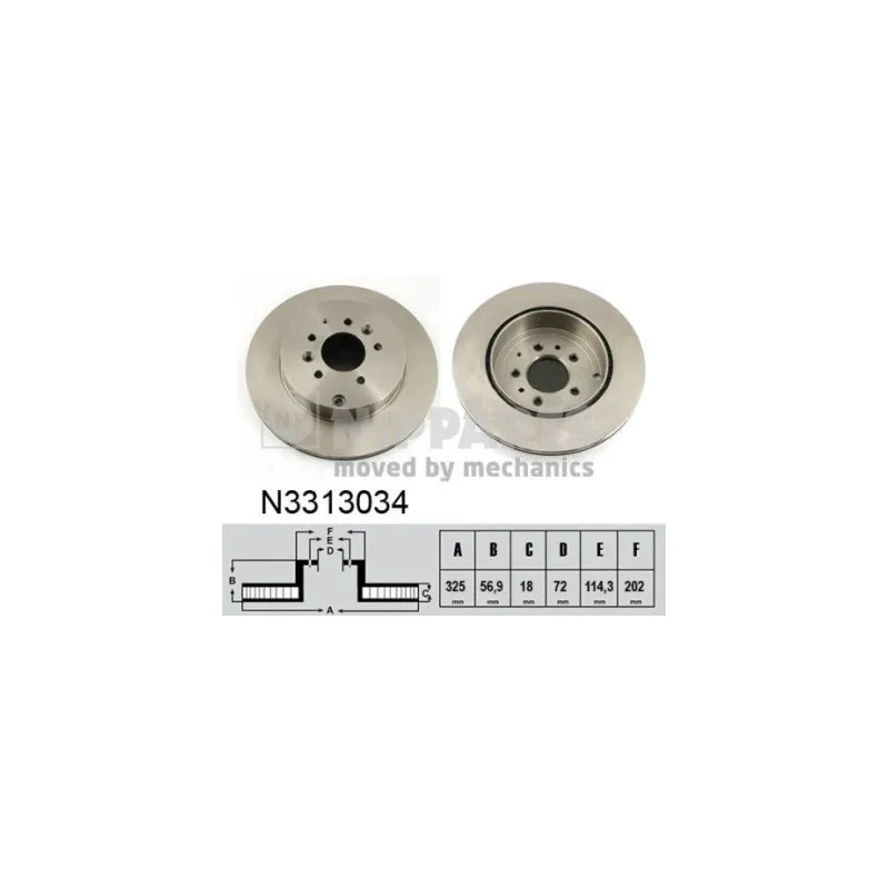 Jeu de 2 disques de frein arrière NIPPARTS N3313034