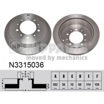 Jeu de 2 disques de frein arrière NIPPARTS N3315036