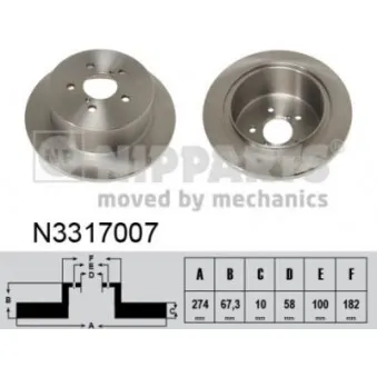 Jeu de 2 disques de frein arrière NIPPARTS N3317007