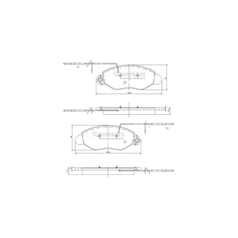 Jeu de 4 plaquettes de frein avant NIPPARTS N3601104