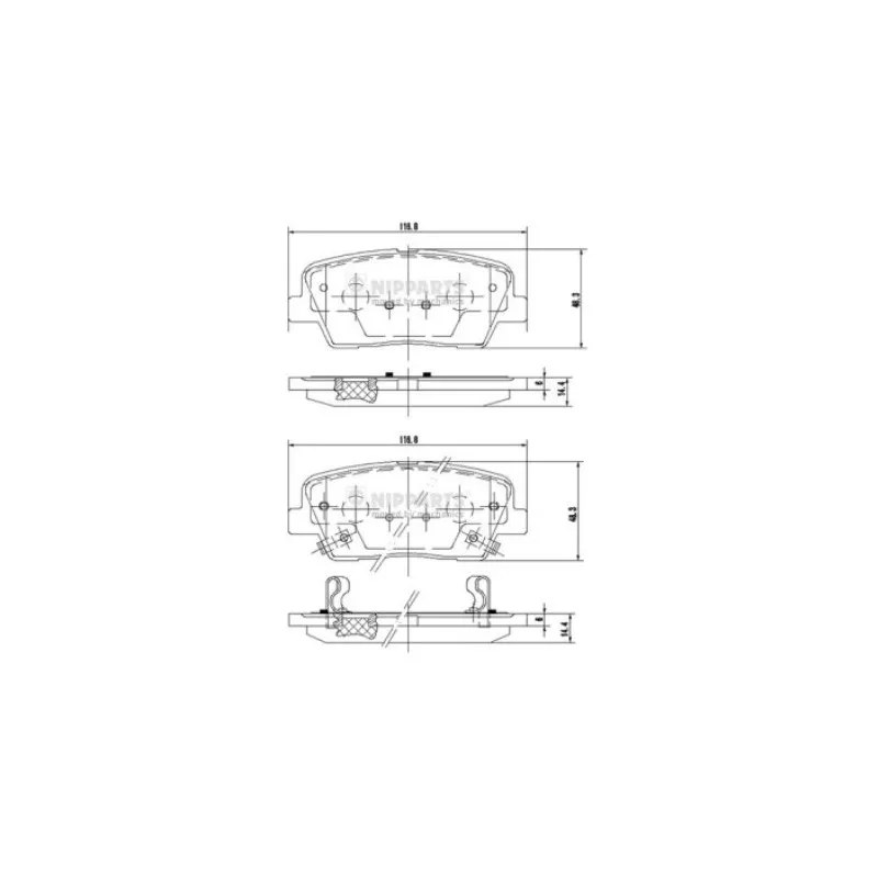 Jeu de 4 plaquettes de frein arrière NIPPARTS N3610312