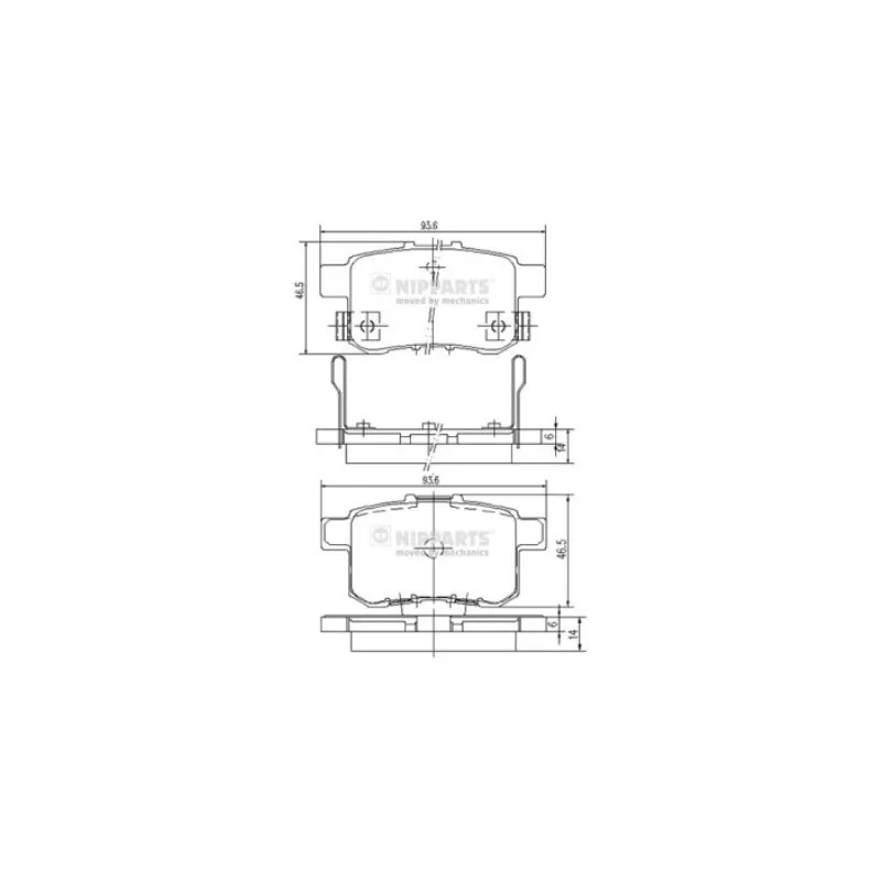 Jeu de 4 plaquettes de frein arrière NIPPARTS N3614020