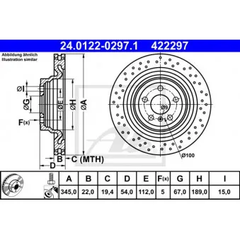 Jeu de 2 disques de frein arrière ATE 24.0122-0297.1