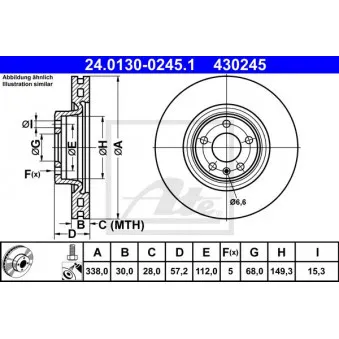 Jeu de 2 disques de frein avant ATE 24.0130-0245.1