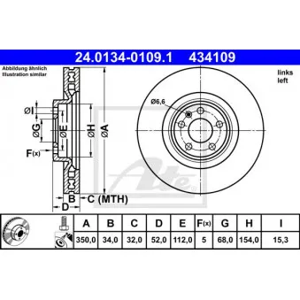 Disque de frein avant gauche ATE 24.0134-0109.1