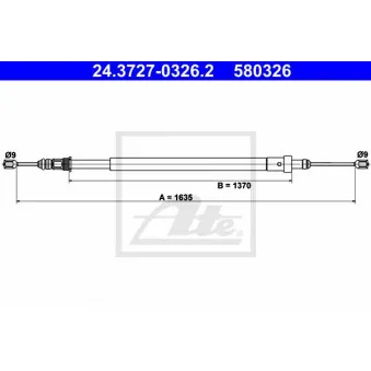 Tirette à câble, frein de stationnement ATE 24.3727-0326.2