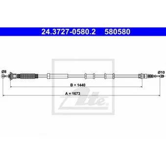 Tirette à câble, frein de stationnement ATE 24.3727-0580.2