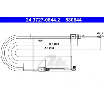 Tirette à câble, frein de stationnement ATE 24.3727-0844.2