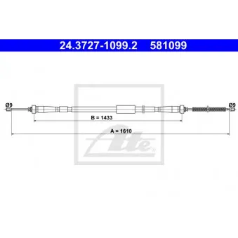 Tirette à câble, frein de stationnement ATE 24.3727-1099.2