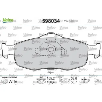 Jeu de 4 plaquettes de frein avant VALEO 598034