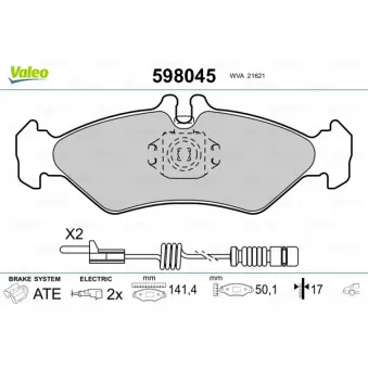 Jeu de 4 plaquettes de frein arrière VALEO 598045